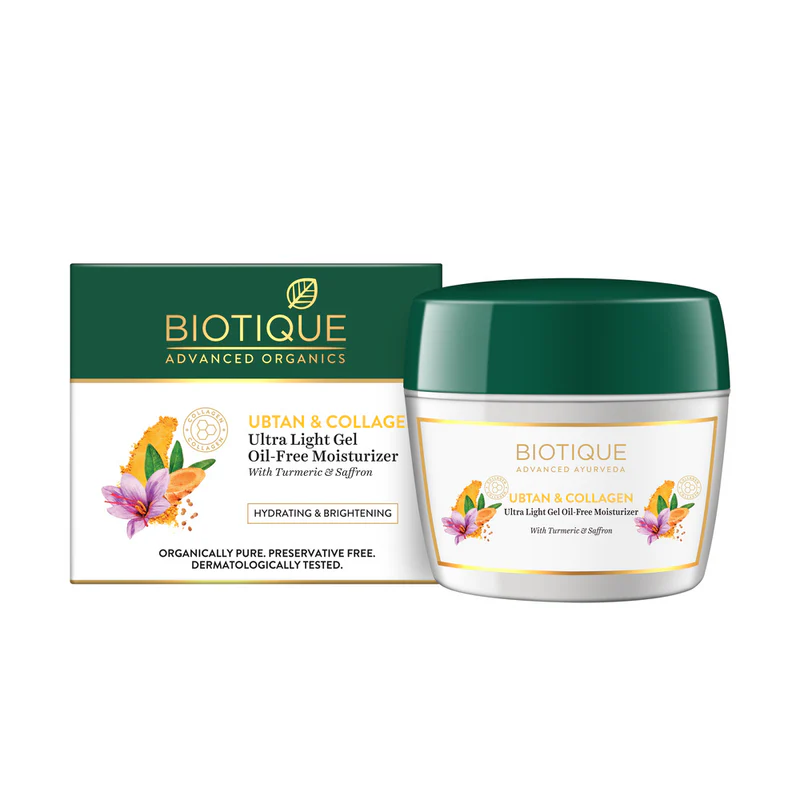 Biotique ubtan &amp; collagen ultra light gel oil free moisturizer 200ml